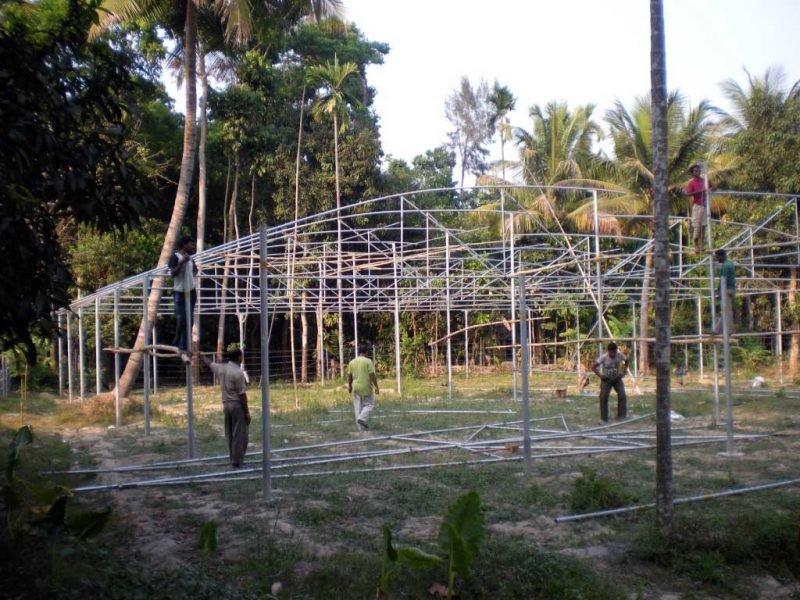A polyhouse under construction